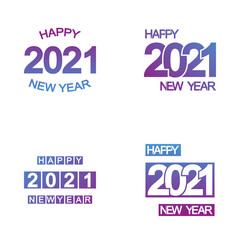Big Set of 2021 Happy New Year logo text design. 2021 number design template. Collection of 2021 happy new year symbols. Vector illustration with black labels isolated on white background.