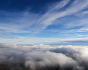 Fototapeta na wymiar bird's eye view of white clouds and blue sky