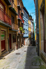 Colorful old buildings and narrow streets in Porto, Portugal