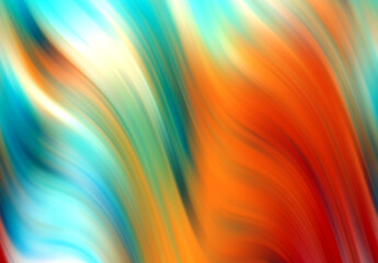 Blue orange red fluid romantic abstract colorful background with lines