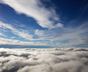 Fototapeta premium bird's eye view of white clouds and blue sky