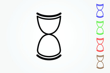 Simple hourglass icon on white background to calculate time
