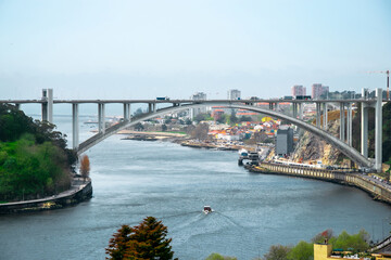 Viev of the city and the Arrabida Bridge in Porto, Portugal.