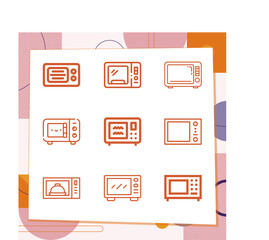 Simple set of 9 icons related to electromagnetic wave