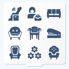 Simple set of 9 icons related to design studio