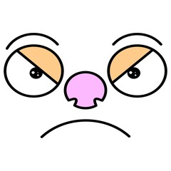 Vector illustration of isolated icon angry face on a white background. Simple flat style.