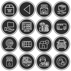 16 pack of parcel  lineal web icons set