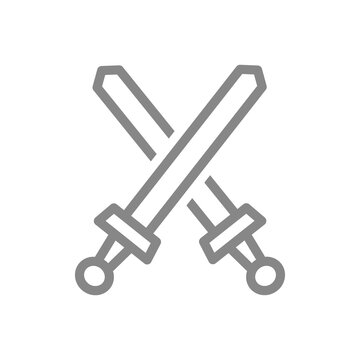 Cross swords line icon. Board game, table entertainment symbol