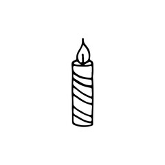 Doodle picture of a candle. Vector image of birthday, party. Element for print, web, decoration.