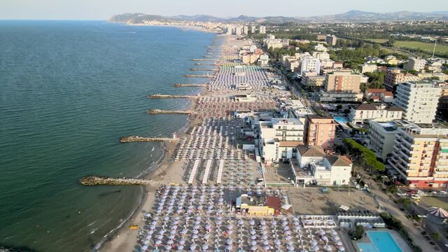 Misano Adriatico, Italy. Aerial view from drone in summer season