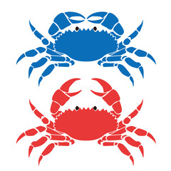 カニ　クラブ　シンプルなシルエットイラストセット