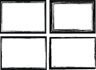 Set of Grunge Black and White Frames . textured rectangles for image