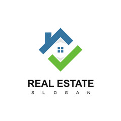 Real Estate Logo design template. Good House Logo With Check Symbol