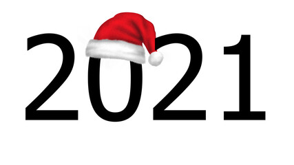 2021 New year. Santa Hat.