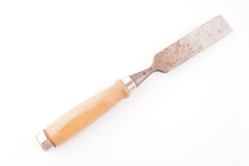 wooden chisel on white background