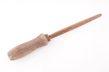 rusty file on white background