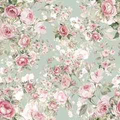 Keuken spatwand met foto Mooie naadloze bloemmotief delicate rozen © Irina Chekmareva