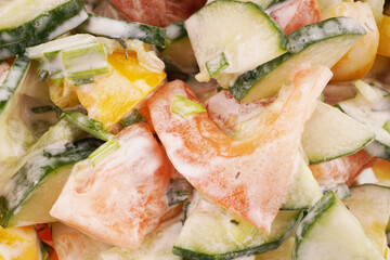 cucumber salad with tomato and sour cream