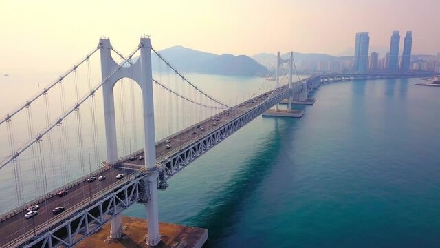 Aerial view Gwangan bridge at Busan,South Korea
