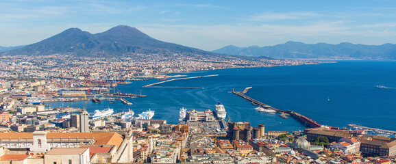 Naples, Italy - one of the most enchanting landscapes in the country, the Gulf on Naples and the...