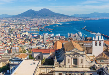 Naples, Italy - one of the most enchanting landscapes in the country, the Gulf on Naples and the...