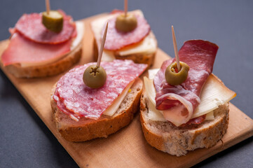 Mini sandwiches food set. Delicious appetizer
