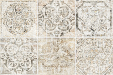 Fototapeta na wymiar Digital tile design ceramic wall damask decoration