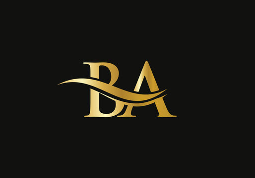 BA logo design. Creative and Minimalist Letter BA Logo Design with water wave concept.