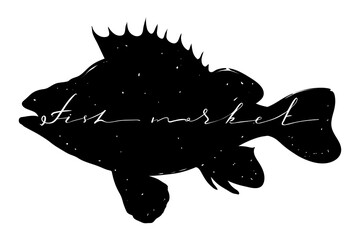 Fototapeta premium Perch silhouette, logo for fish market