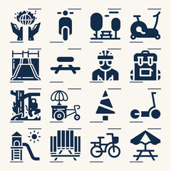 Simple set of trails related filled icons.