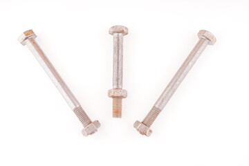 bolts with nuts on a white background