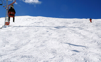 Naklejka na ściany i meble Ascent on the ski slope of Mount Cheget, Prielbrusye, Caucasus