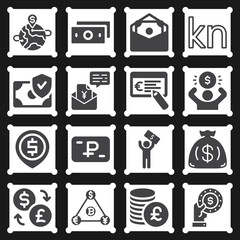 16 pack of monetary system  filled web icons set