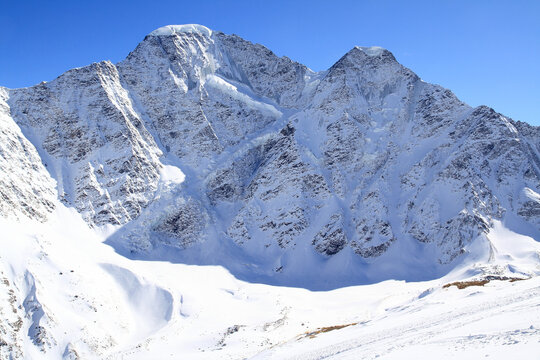 Donguz-Orun and Nakra peaks from the slope of Cheget Mountain, Prielbrusye, Caucasus