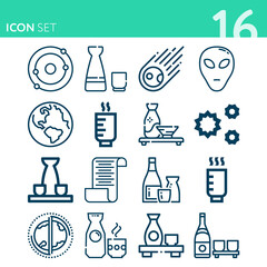 Simple set of 16 icons related to continuity