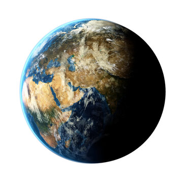 Earth in shadow on the white background 3D Illustration