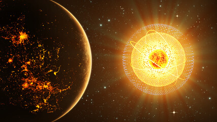 Unknown planet with energy ball 3D Illustration © vmdesignvideo