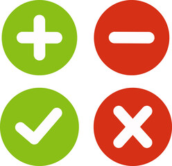 Plus and minus icon set. Vector illustration