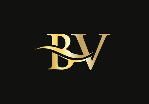 Creative and Minimalist Letter BV Logo Design with water wave concept. BV letter logo design