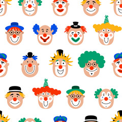 Fun clowns seamless pattern.