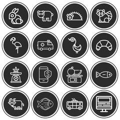 16 pack of facing  lineal web icons set