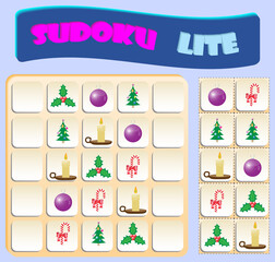 Baby Sudoku with colorful Christmas symbols