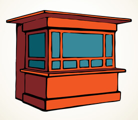 Shop stall. Vector drawing kiosk
