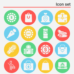 16 pack of chips  filled web icons set