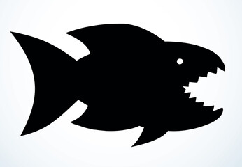 Piranha fish. Vector drawing icon