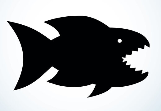 recommend clip art: Piranha fish. Vector drawing icon