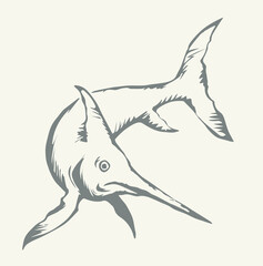 Swordfish. Vector drawing sea animal