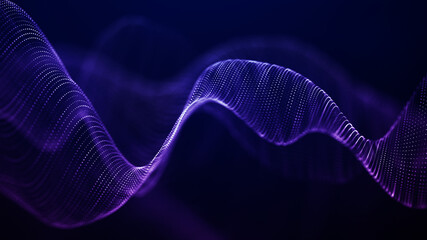 Futuristic point wave. Abstract background with a dynamic wave.Connecting background. Abstract wave. Artificial intelligence. Big data technology 3d rendering