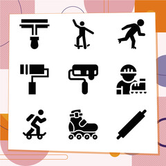 Simple set of 9 icons related to ground ball