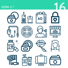 Simple set of 16 icons related to dealing